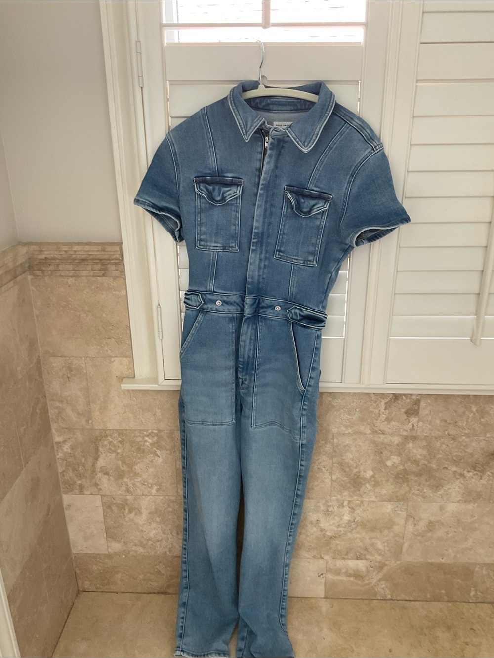 Good American Light Blue Denim Jumpsuit